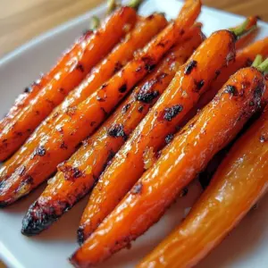 A bowl of delicious glazed carrots garnished with herbs.