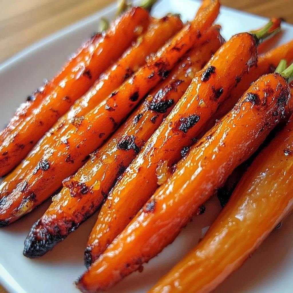 A bowl of delicious glazed carrots garnished with herbs.