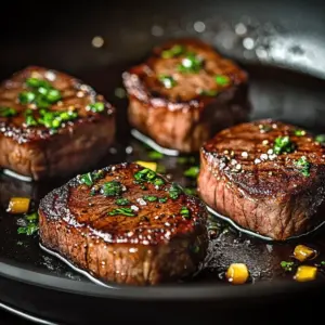Brazilian steak topped with garlic butter served on a plate