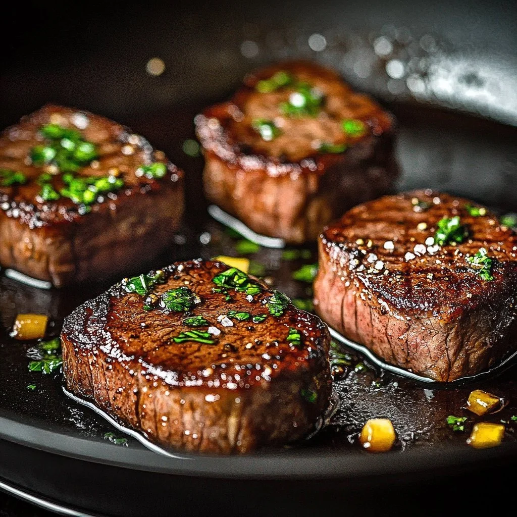 Brazilian steak topped with garlic butter served on a plate
