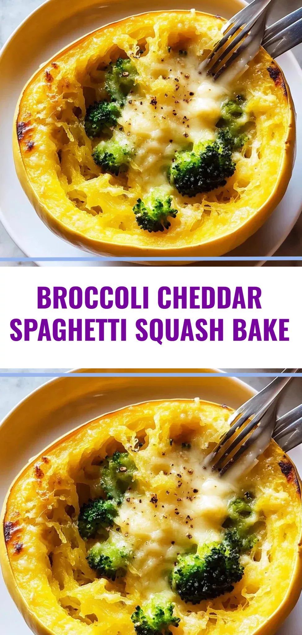 Broccoli Cheddar Spaghetti Squash Bake