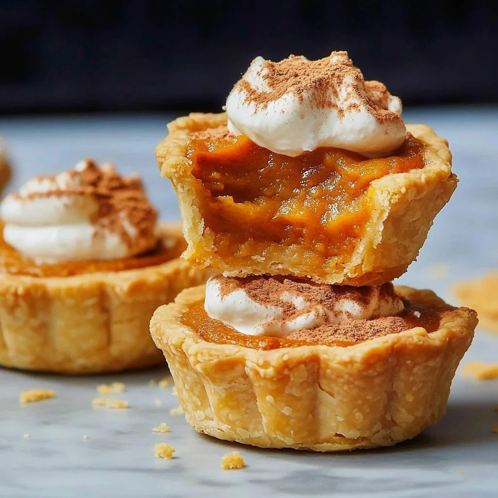 Charming mini pumpkin pies ready to serve for autumn celebrations.
