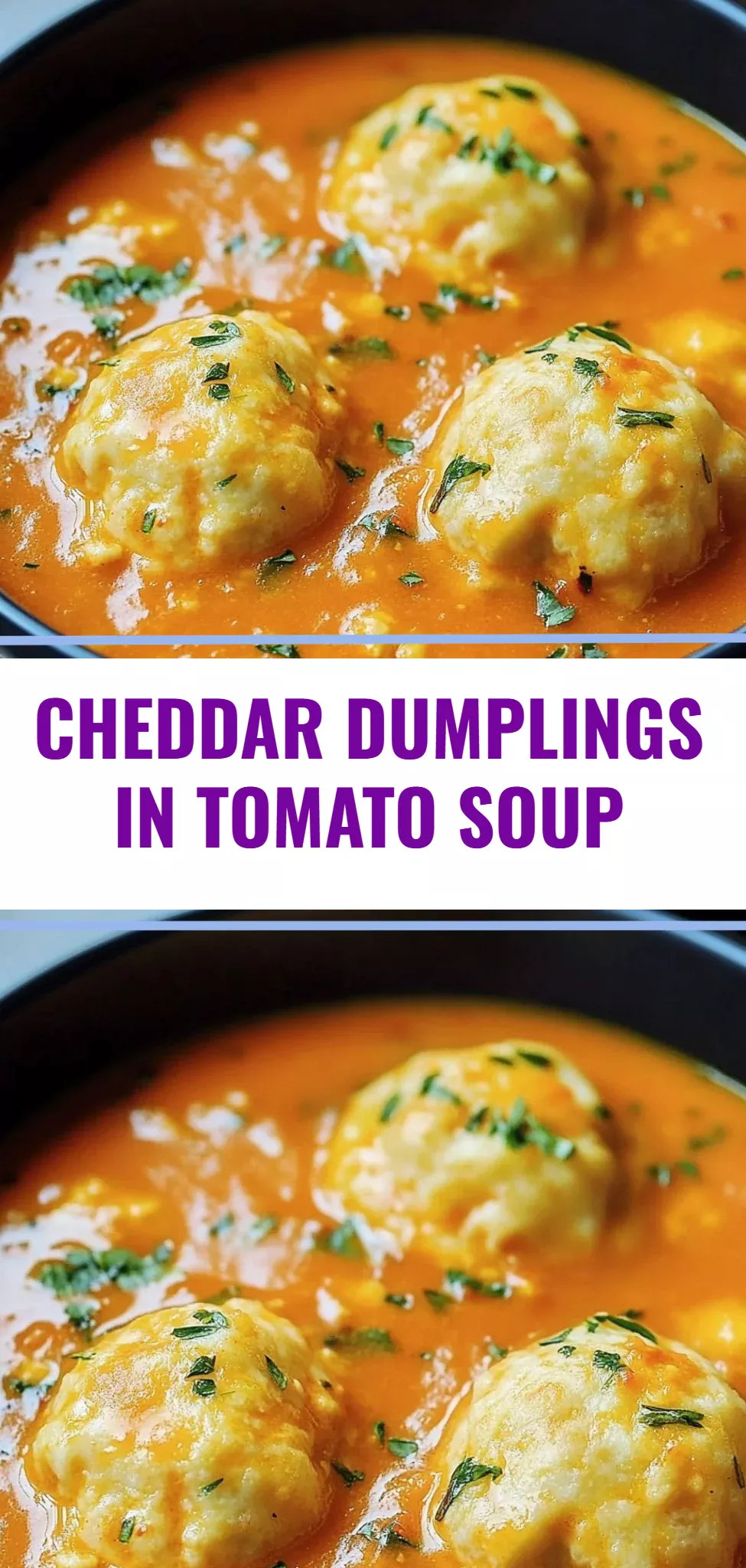Cheddar Dumplings in Tomato Soup