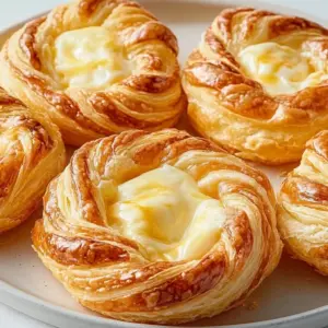 Delicious Cheese Danish pastry with cream cheese filling and flaky puff pastry.