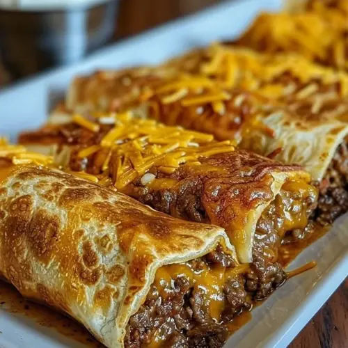 Cheesy beef chimichangas served with salsa and guacamole