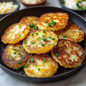 Cheesy Korean potato pancakes served with dipping sauce