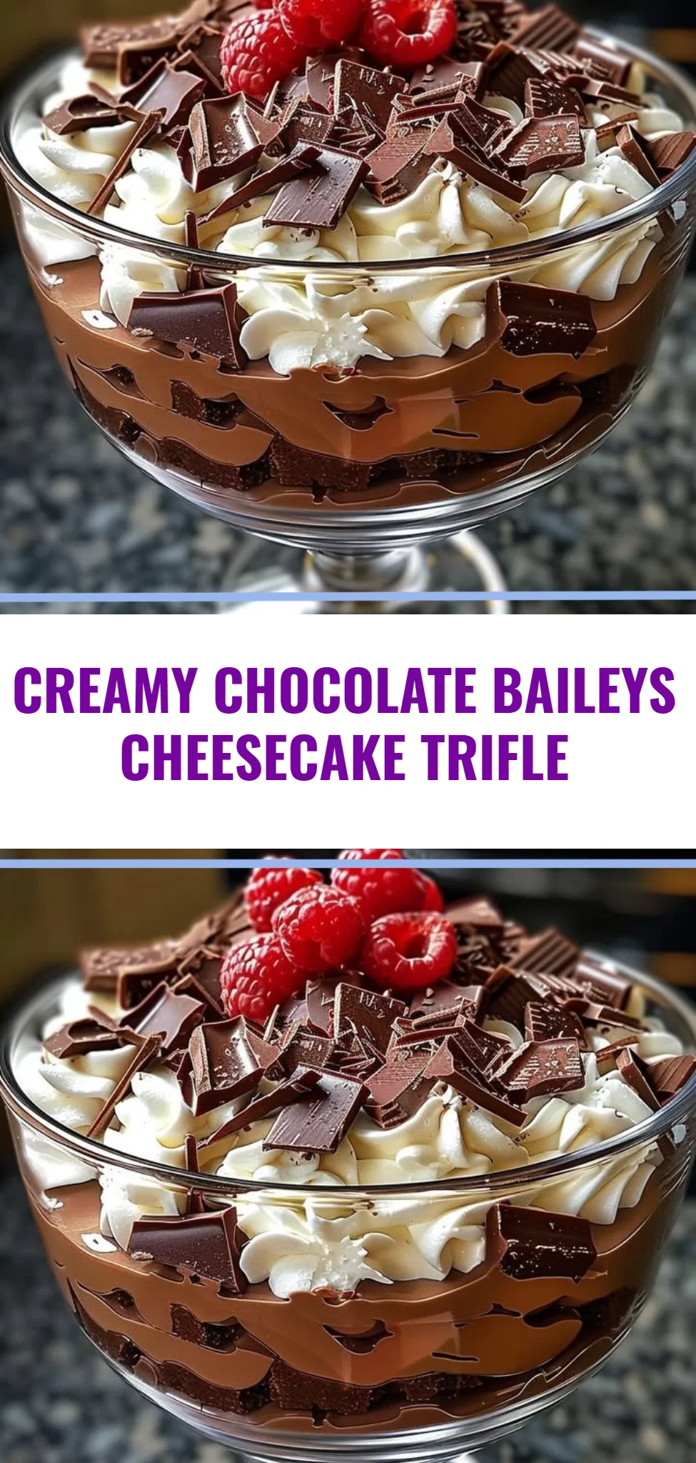 Creamy Chocolate Baileys Cheesecake Trifle