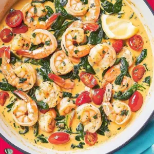 Delicious creamy Tuscan Butter Shrimp served with herbs and spices