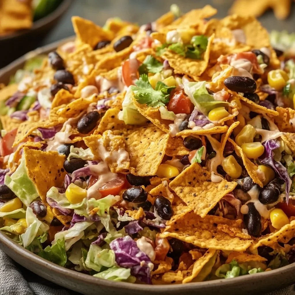 Crispy cabbage black bean salad with vibrant vegetables in a bowl