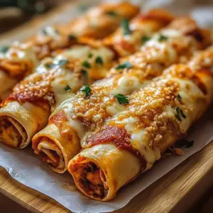 Crispy Doritos Pizza Rolls served on a plate with dipping sauce