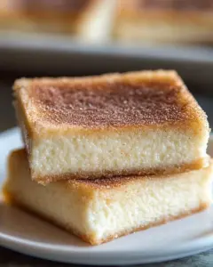 Crispy Sopapilla Cheesecake Squares served on a plate, garnished with cinnamon and sugar.