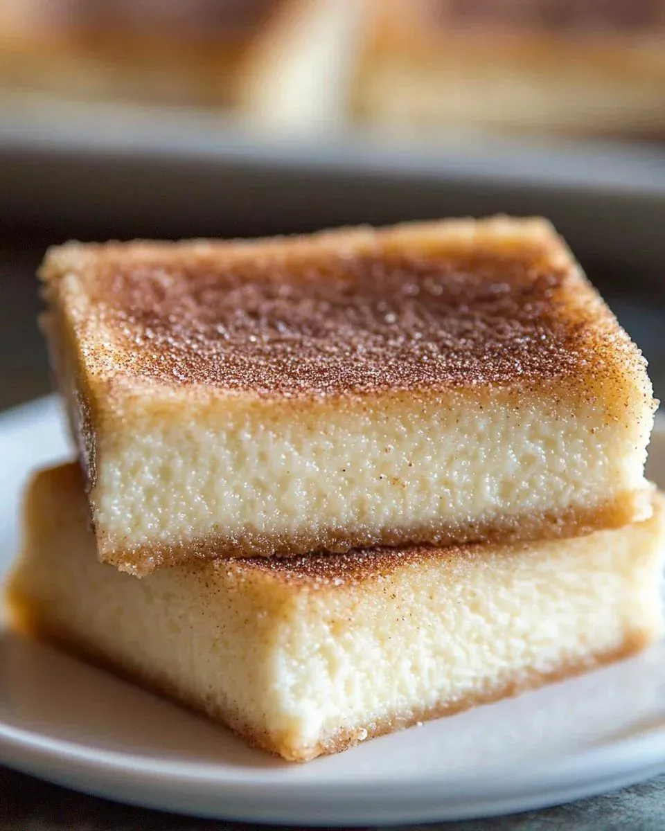 Crispy Sopapilla Cheesecake Squares served on a plate, garnished with cinnamon and sugar.