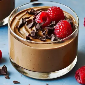Delicious high protein chocolate mousse dessert in a bowl