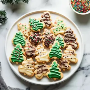 Deliciously decorated spritz cookies on a festive plate