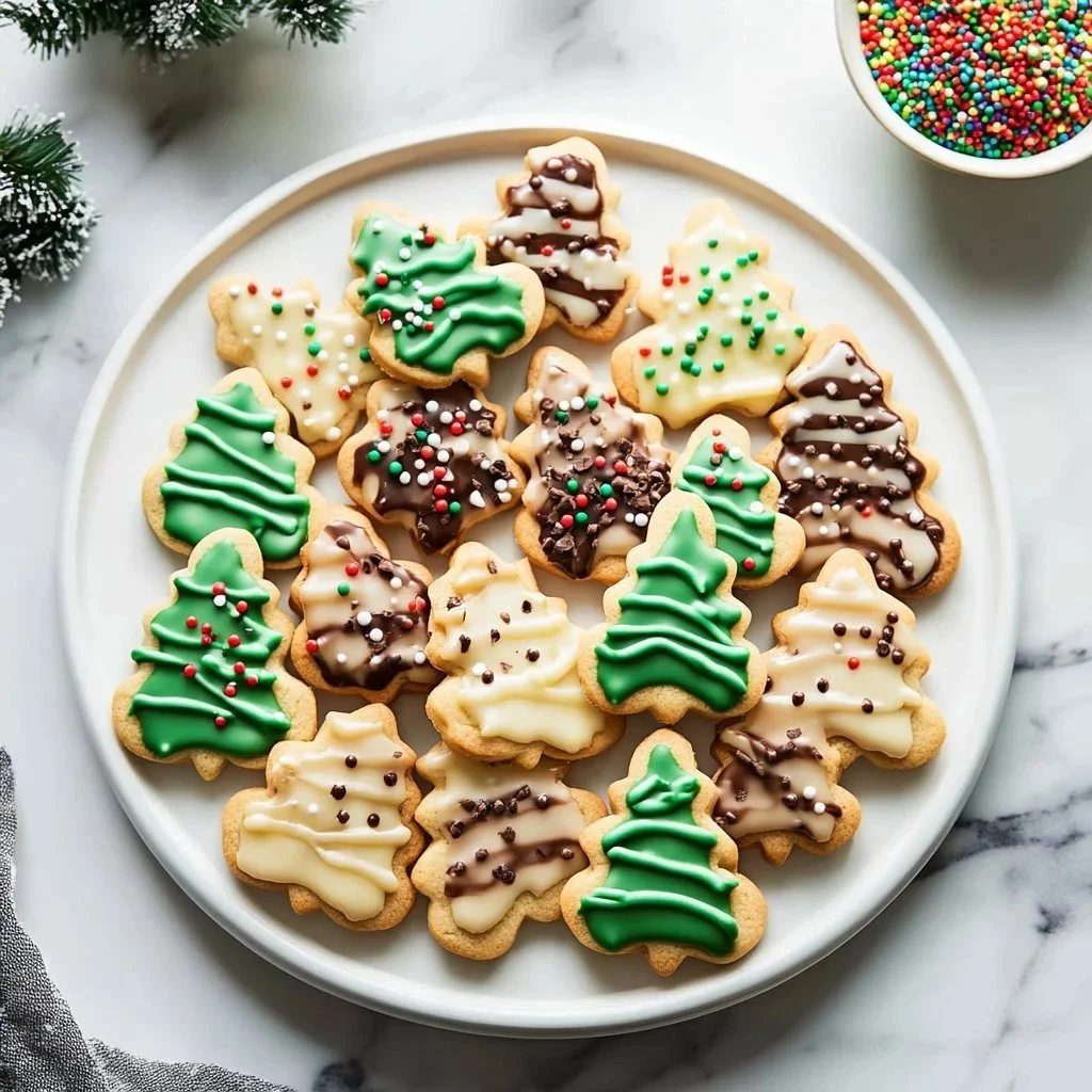 Deliciously decorated spritz cookies on a festive plate