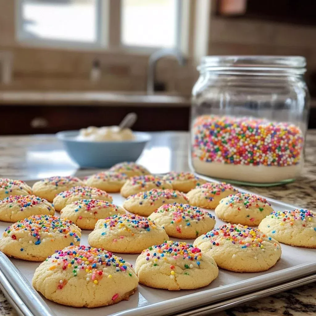 Fluffy soft sugar cookies on a plate, fresh out of the oven