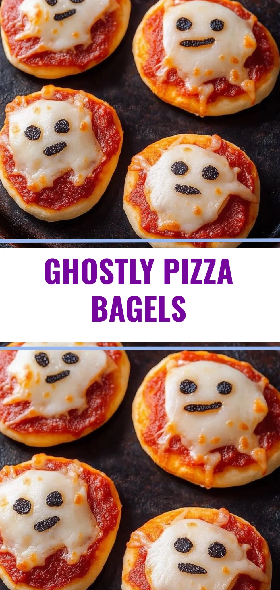 Ghostly Pizza Bagels