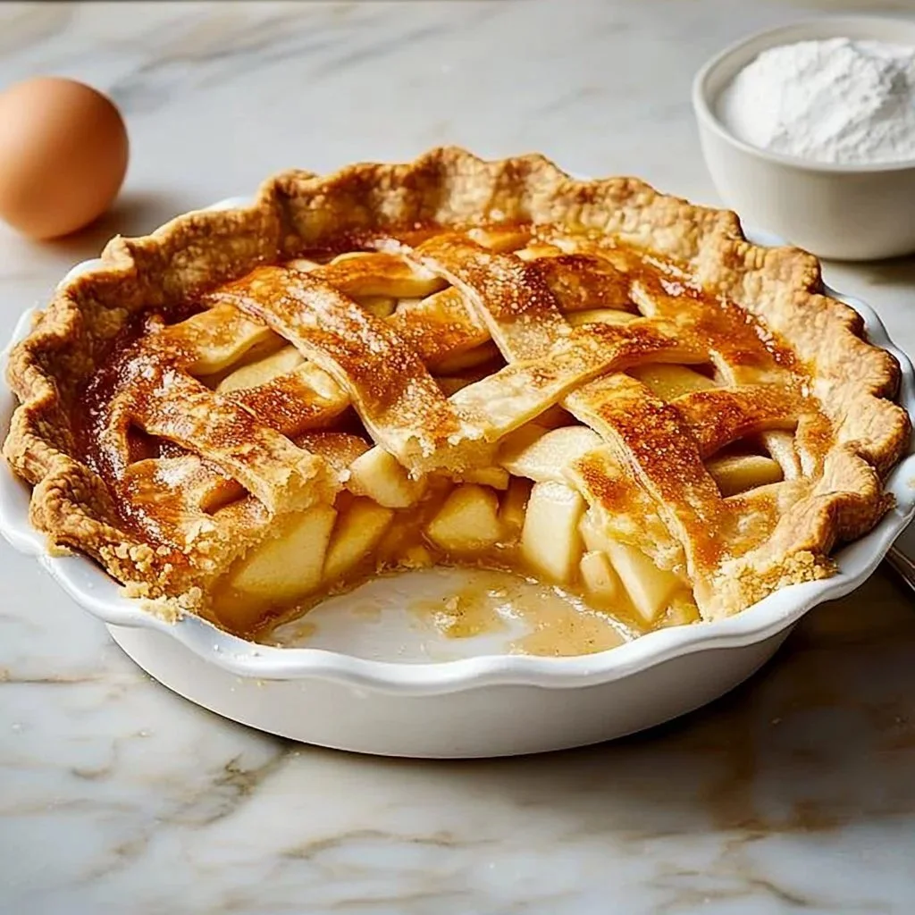 Delicious gluten free apple pie with a golden crust and fresh apple filling