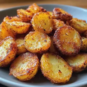 Healthy crispy breakfast potatoes served with herbs and spices