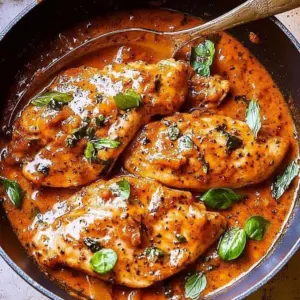 Plate of high protein Marry Me Chicken with creamy sauce and herbs