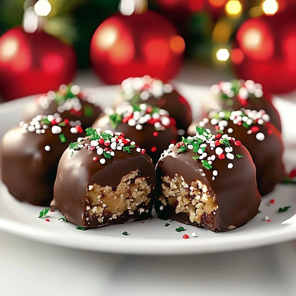 Delicious holiday hazelnut crunch truffles decorated for festive celebrations