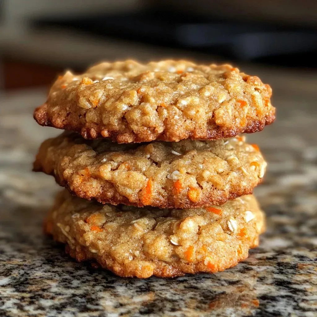 Irresistible carrot cake oatmeal cookies on a plate with frosting