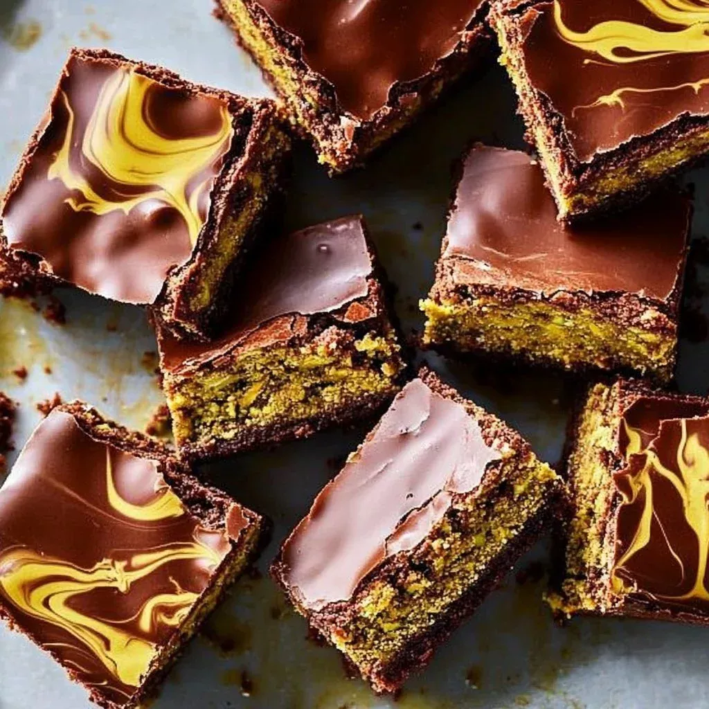 Delicious Dubai chocolate brownies served on a plate