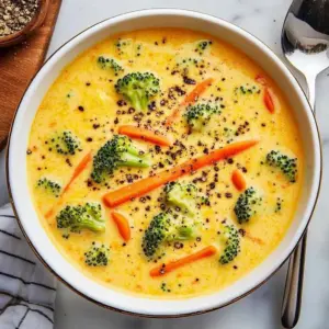 Keto broccoli cheddar soup in a bowl garnished with cheese and broccoli florets