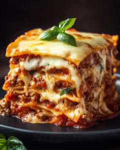 Delicious layered Mexican lasagna featuring tortillas, beans, cheese, and spices.
