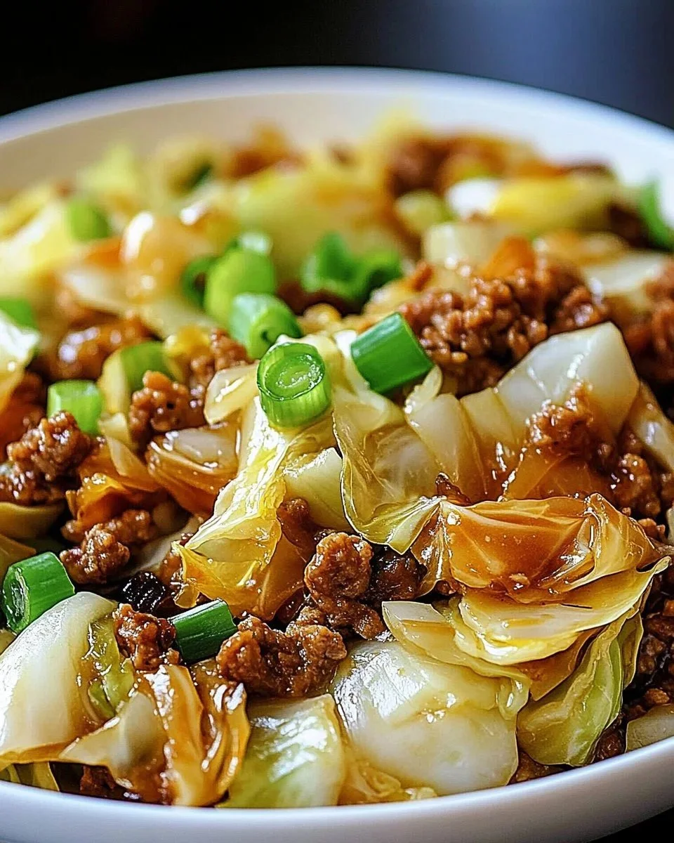 Low-Carb Mongolian Beef served with cabbage in a savory sauce