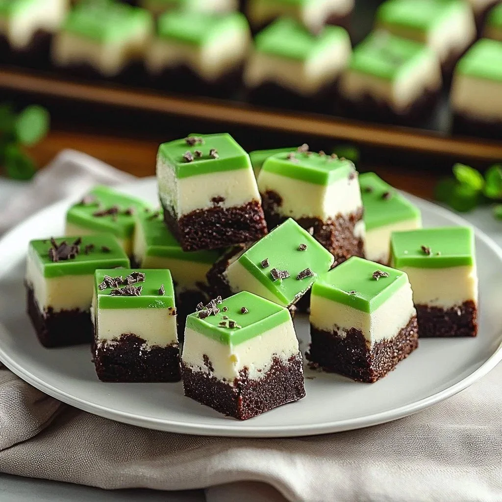 Mint Chocolate Chip Fudge Squares with green mint flavor and chocolate chips
