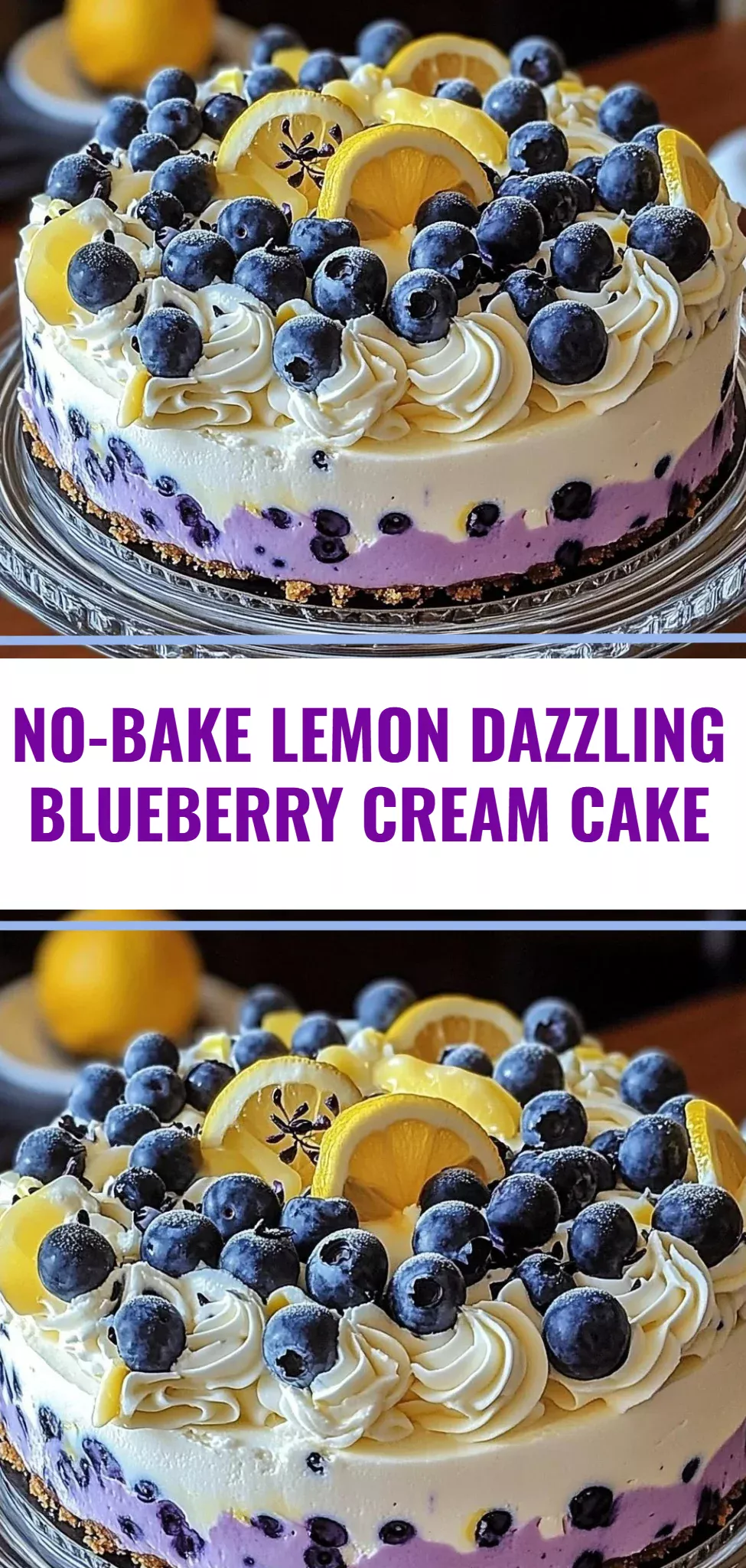 No-Bake Lemon Dazzling Blueberry Cream Cake