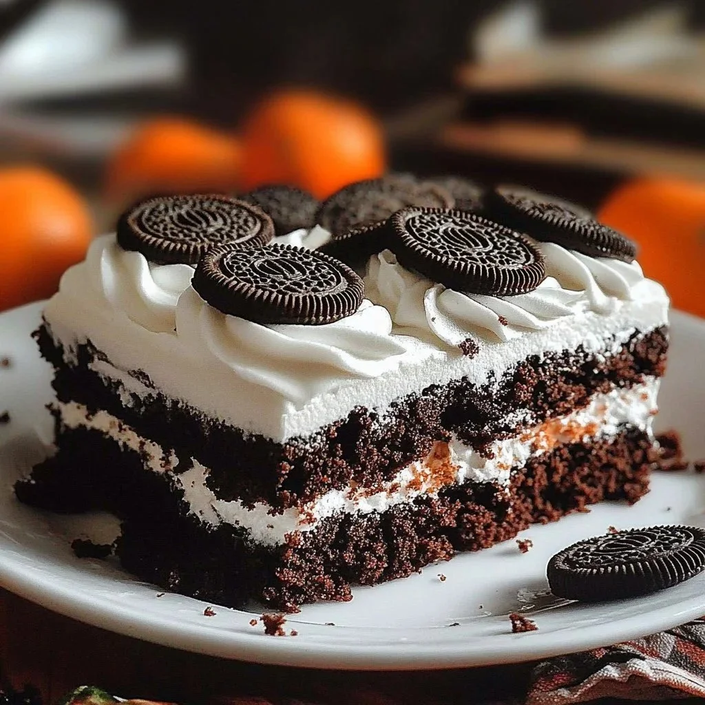 Delicious OREO Dirt Cake with crushed cookies and creamy layers
