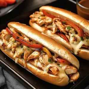 Delicious Philly Chicken Cheesesteak with melt-in-your-mouth cheese and fresh toppings.