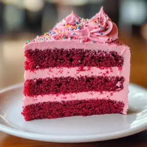 Beautiful Pink Velvet Cake decorated for Mother's Day celebration.