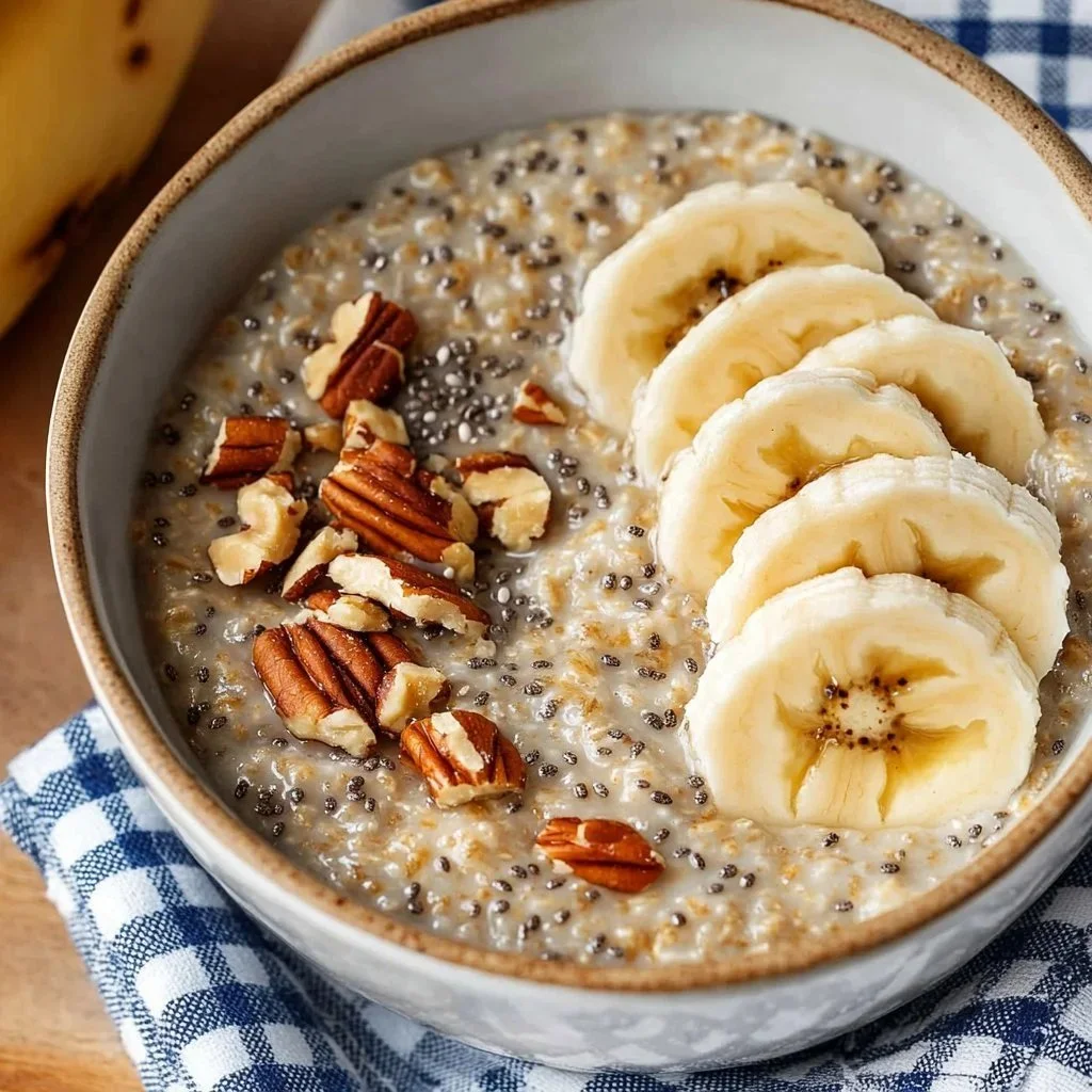Delicious bowl of protein oatmeal topped with fruits and nuts for a healthy breakfast