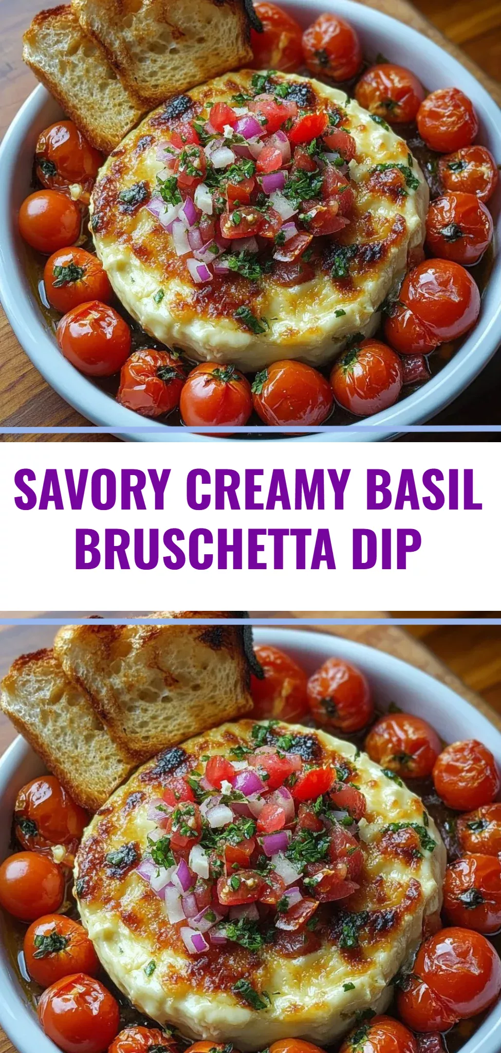 Savory Creamy Basil Bruschetta Dip