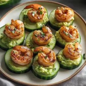 Shrimp cucumber bites served on a platter with garnishes