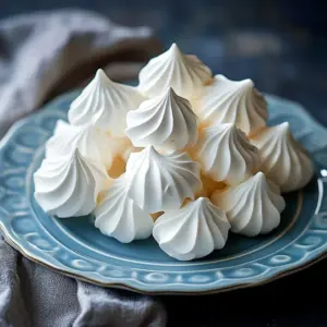 Plate of simple meringue cookies ready to enjoy