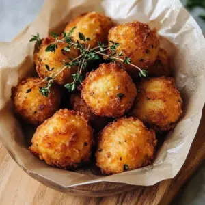 Southern honey butter cornbread poppers served on a plate with honey drizzle