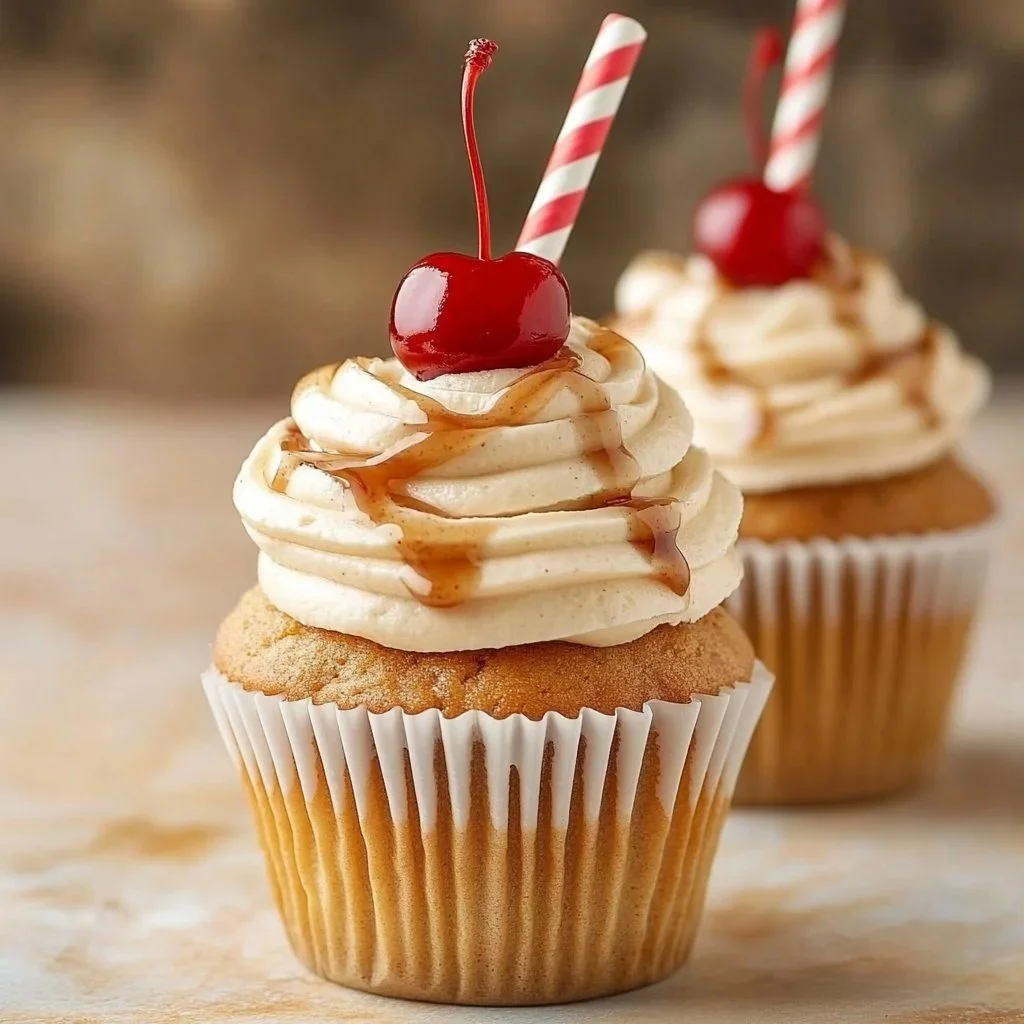Delicious vanilla root beer cupcakes with creamy buttercream frosting